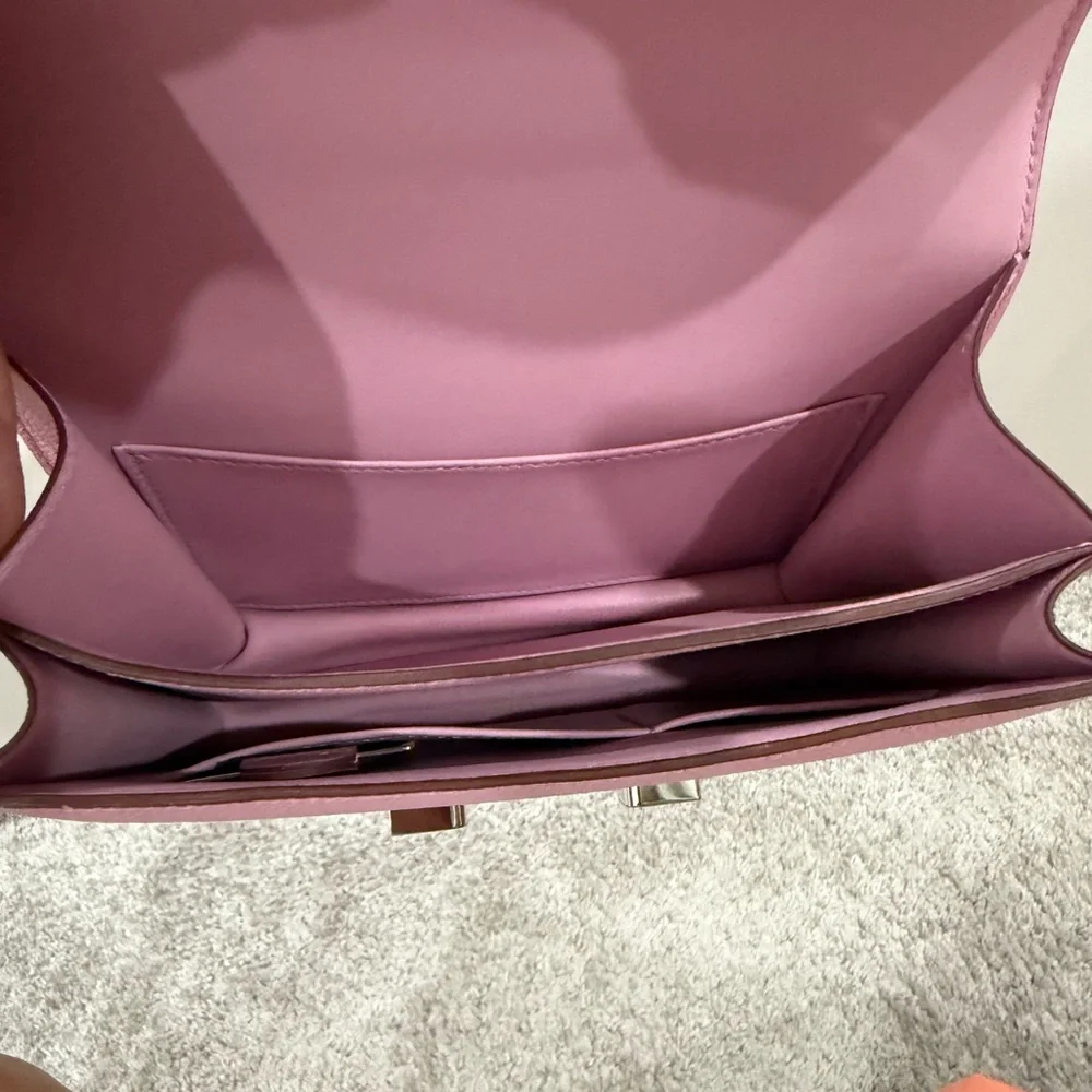Hermès Constance 18 Mauve Sylvester Crossbody, Palladium Hardware — New w/ Box